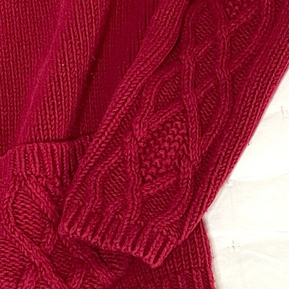 Eddie Bauer Cable Knit Long Sleeve Cardigan Sweater Women's L Red Knit | EUC - Picture 3 of 13